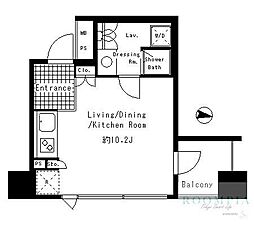 メゾンビスタ渋谷宇田川 ワンルームの間取図画像