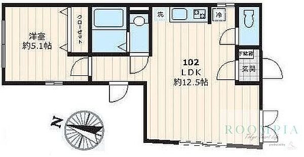 ボウ　ベルズ　ハウス笹塚 102｜東京都杉並区方南１丁目(賃貸マンション1LDK・1階・40.02㎡)の写真 その2