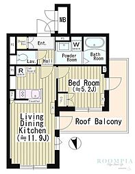 Centenario市谷二十騎町 5階1LDKの間取り