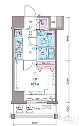 ガリシア新宿North2 1Kの間取図画像
