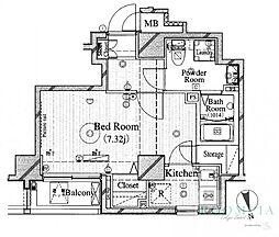 ル・リオン牛込柳町 1Kの間取図画像