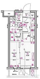 THEPREMIUMCUBEG東中野 2Kの間取図画像