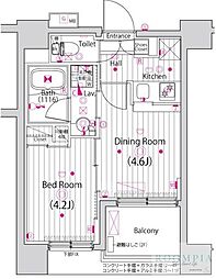 ガーラ・アヴェニュー調布 1DKの間取図画像