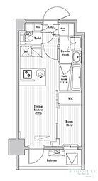アジールコート蒲田 1DKの間取図画像