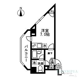 レジディア中落合-A ワンルームの間取図画像