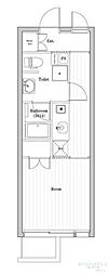 HarmonyGracia不動前 1Kの間取図画像