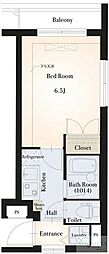 グラントゥルース目黒花房山 1Kの間取図画像