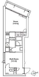 カスタリア祐天寺 1SKの間取図画像