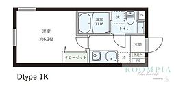 レピュア目黒本町レジデンス 1Kの間取図画像
