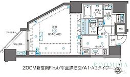 ZOOM新宿南First 1Kの間取図画像