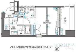 ZOOM目黒 ワンルームの間取図画像