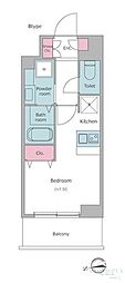 レジディア大森2 ワンルームの間取図画像