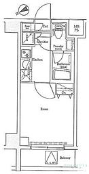 プレミアムキューブ新中野 1Kの間取図画像