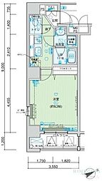 メインステージ上野 1Kの間取図画像