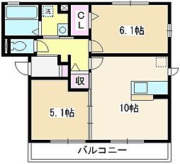 ラフロール 2LDKの間取図画像