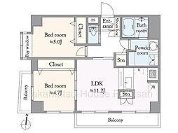 ライオンズマンション都立家政 2LDKの間取図画像