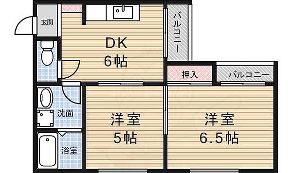 ベクウェーム豊中 ｜大阪府豊中市螢池西町１丁目(賃貸マンション2DK・2階・38.00㎡)の写真 その2