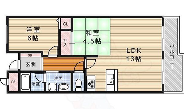 プリメゾン豊中 ｜大阪府豊中市螢池北町２丁目(賃貸マンション2LDK・3階・51.65㎡)の写真 その2