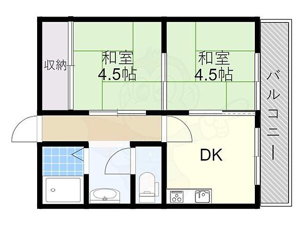 ウネサマンション ｜大阪府箕面市瀬川２丁目(賃貸マンション2DK・3階・39.20㎡)の写真 その2