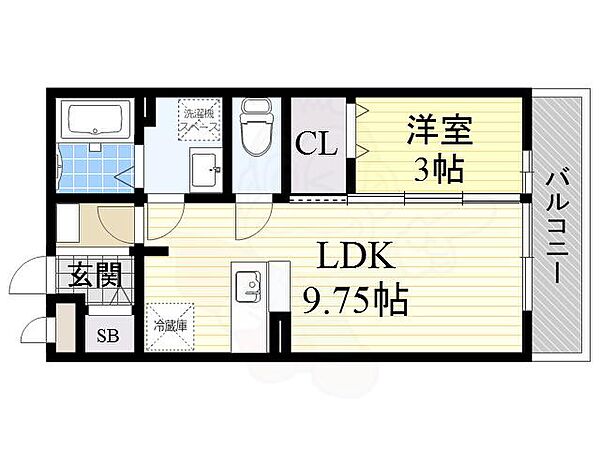 エバーグリーン ｜大阪府豊中市北条町４丁目(賃貸アパート1LDK・3階・33.40㎡)の写真 その2