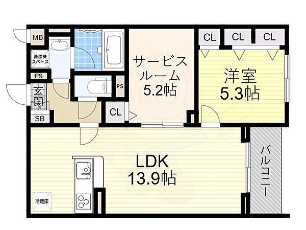 Adi 1 ｜大阪府豊中市若竹町１丁目(賃貸アパート1SLDK・3階・53.42㎡)の写真 その2