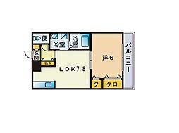 レジディア博多2 1LDKの間取図画像