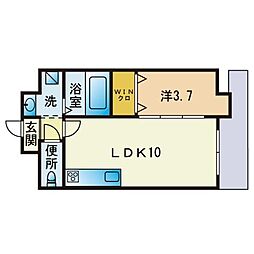 ルッシェ竹下駅前 1LDKの間取図画像
