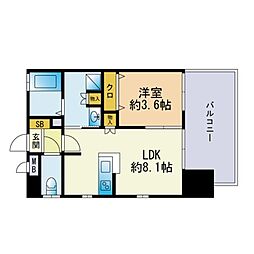 サニークレスト東比恵2 1LDKの間取図画像