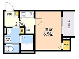 シャルマンシーナ井尻 1Kの間取図画像