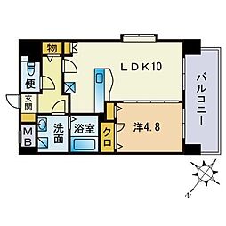 ピュア博多駅南弐番館 1LDKの間取図画像