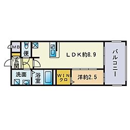 グランフォーレ博多駅東プレミア 1LDKの間取図画像