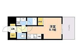 デュ・レジア博多レジデンス ワンルームの間取図画像