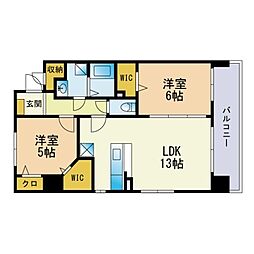 スカイシャトレ空港南 2LDKの間取図画像