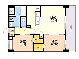 S-RESIDENCE半道橋achieve 2LDKの間取図画像