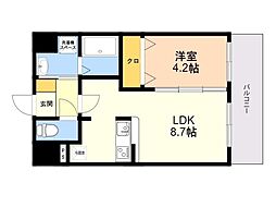 カルム空港南 1LDKの間取図画像