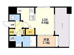 アルティザ博多南リバーフロント 1LDKの間取図画像