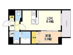 LIBTH博多駅南9 1LDKの間取図画像