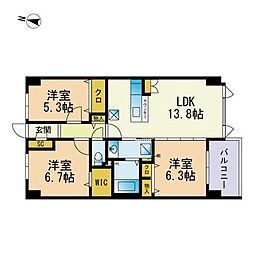 GRATIAS山王 3LDKの間取図画像