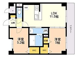 リエゾン東比恵 2LDKの間取図画像