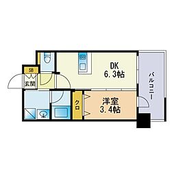 ALFACIOREVARC 1DKの間取図画像
