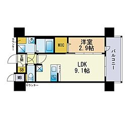 グランフォーレ博多駅プレミア 1LDKの間取図画像