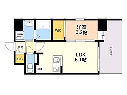 アルティザ博多ミッドシティ 1LDKの間取図画像