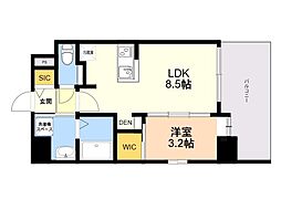 アルティザ博多ミッドシティ 1LDKの間取図画像