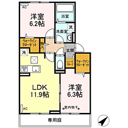 D-room香住ケ丘2 2LDKの間取図画像