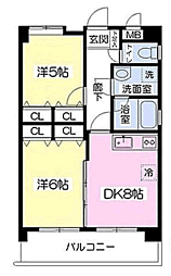 R'sレジデンス松島 2DKの間取図画像