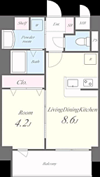 ウィングコート 1LDKの間取図画像