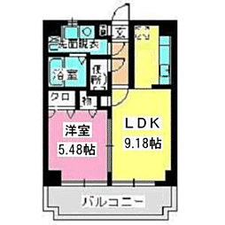 ヴィラ・ヴィンテージ唐原 1LDKの間取図画像