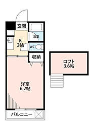 グラスヒルズ 1Kの間取図画像