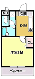 R'sレジデンス松島2 1Kの間取図画像