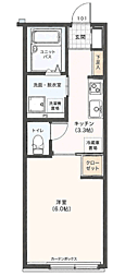 THETERRAce多々良 1Kの間取図画像